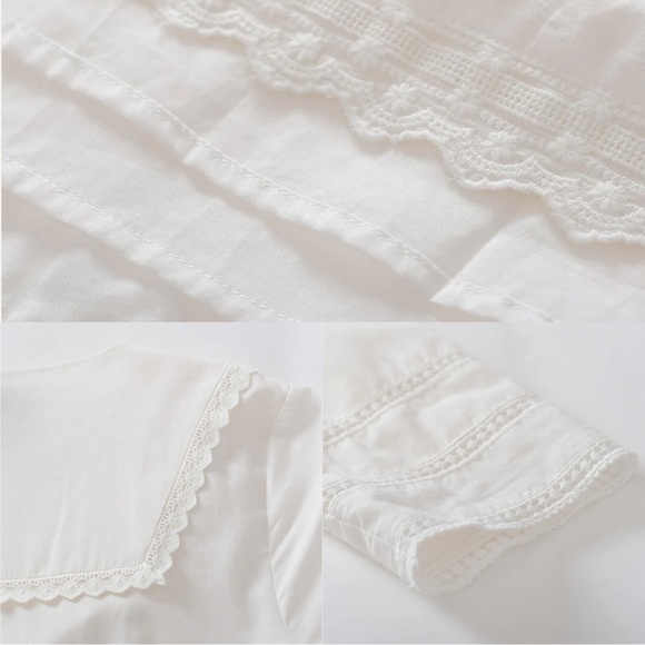 Hot Picks‼️Simple Retro Fiona Cotton White Midi Dress, Sz M, Wedding, Parisian - Picture 6 of 12